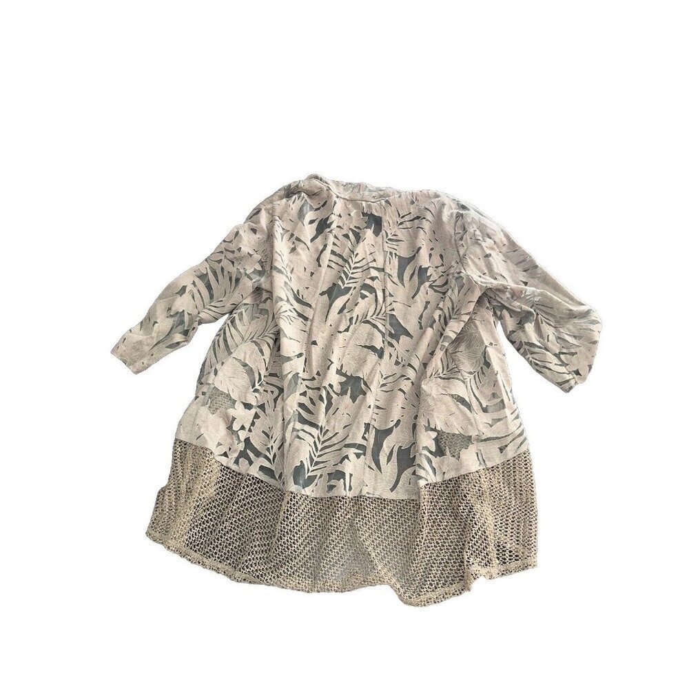 Travelers Collection by Chico's Women's Top Green Print Size 3 Flowy Open Front - Picture 4 of 4